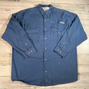 Columbia PFG Men’s Bonehead Long Sleeve Button Shirt Blue Size 2XL Fishing